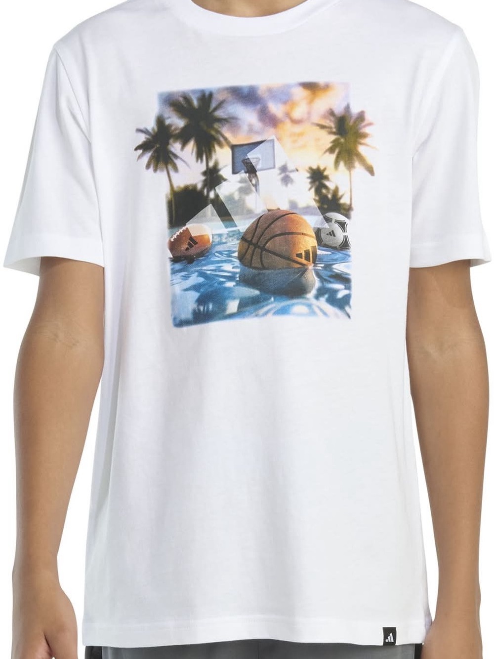 Adidas kids White Graphic Sports Balls Short Sleeve Tee M (10/12)